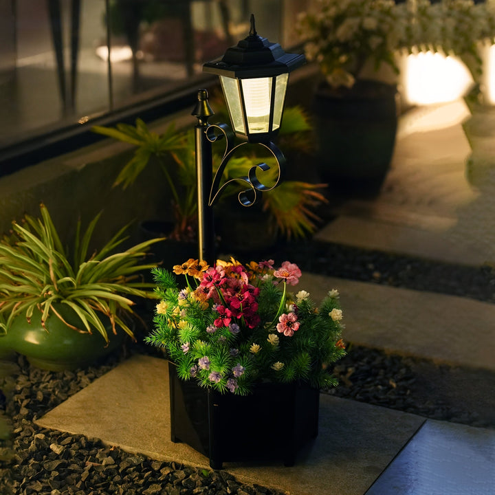 2 piezas de luces solares para macetas DJGIFI, luces de bienvenida para jardín y entrada, iluminación decorativa para exteriores con base para macetas, batería de Ni-MH 600mAh, acabado en metal pulido, luces solares para jardín