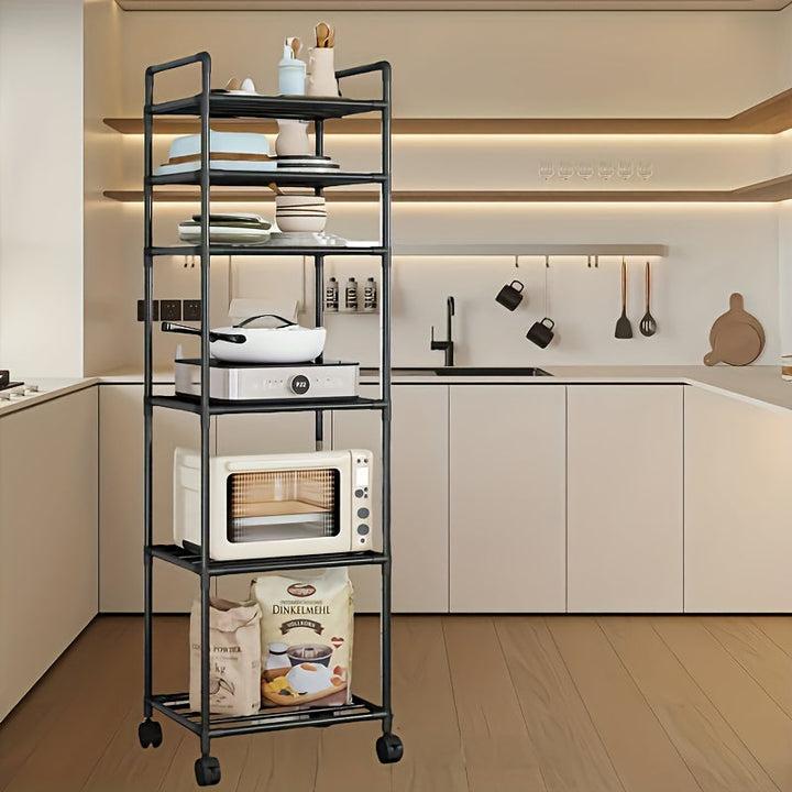 Carro de almacenamiento de cocina de 6 niveles - Organizador de utilidad rodante de metal con ruedas para cocina, sala de estar, baño y balcón - Unidad de estantería móvil sin componentes de madera - Ensamblaje fácil, funcionamiento sin energía