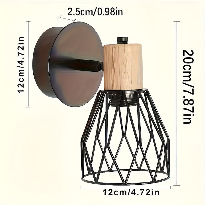 2 Piezas de Apliques Industriales Modernos - Jaula Metálica Negra, Iluminación Semi-Encastrada/Montaje Empotrado para Sala, Dormitorio, Oficina, Cafetería - Compatible con Bombillas E26/E27 (Bombillas No Incluidas) - Ideal para Hogar, Hotel, Espacios Com