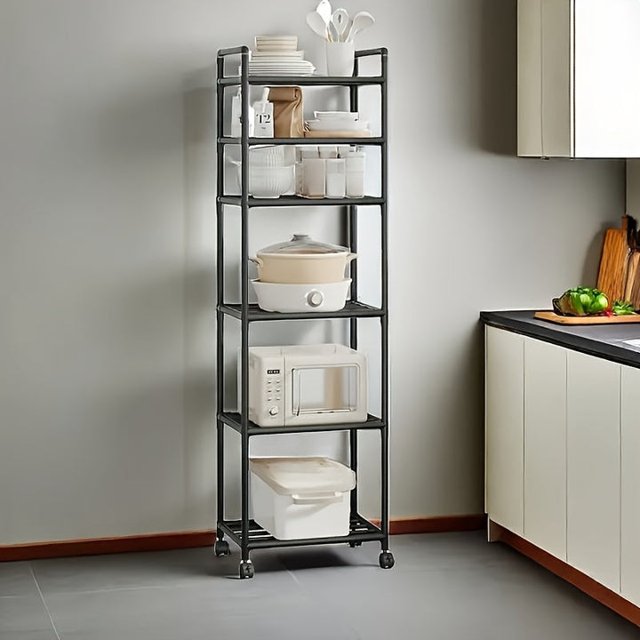 Carro de almacenamiento de cocina de 6 niveles - Organizador de utilidad rodante de metal con ruedas para cocina, sala de estar, baño y balcón - Unidad de estantería móvil sin componentes de madera - Ensamblaje fácil, funcionamiento sin energía