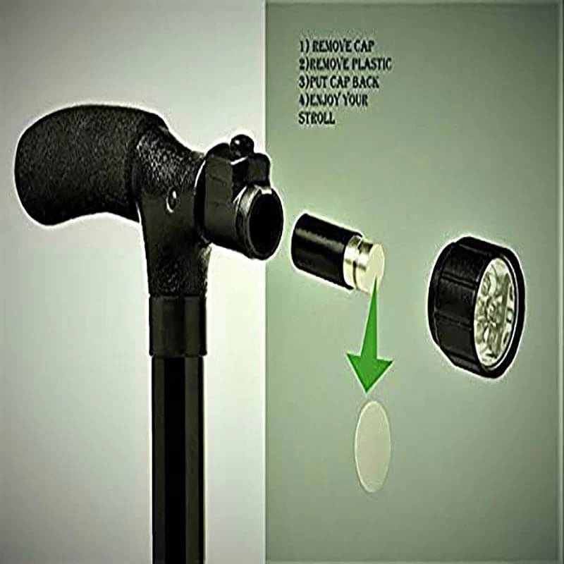 Baston Ajustable para Caminar con Linterna Luz LED