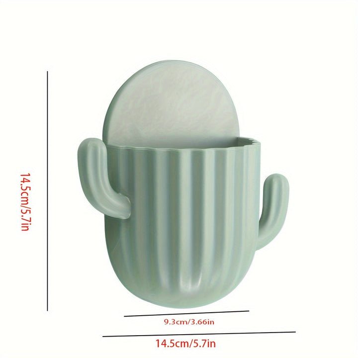 2-Pack Estantes de pared de plástico con forma de cactus para baño - Estante organizador colgante para herramientas y accesorios de maquillaje - Montaje sin taladrar, estantes de almacenamiento y exhibición para baño y dormitorio