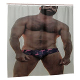 Diseño de cortina de ducha artística inspirada en hombres musculosos, con una cortina de baño removible.