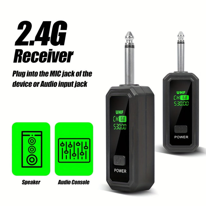Transmisor de micrófono inalámbrico, micrófono dinámico conectado a un sistema de amplificación y recepción inalámbrico, transmisión de larga distancia de 2,4 GHz, sistema de transmisión y recepción inalámbrico, opciones de un solo/doble, adecuado para m
