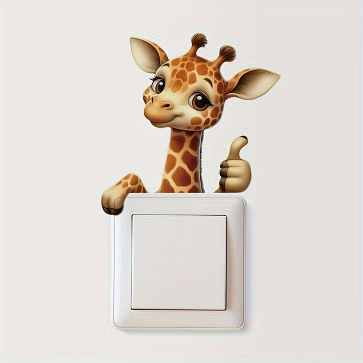 1 pieza de Pegatina para Interruptor de Pared con Dibujo de Jirafa Lindo - Adhesivo Autoadhesivo con Estampado Animal para Decoración del Hogar en Paredes, Acabado Semibrillante Cuadrado, Diseño Fácil de Pelar y Pegar para Baño y Sala de Estar