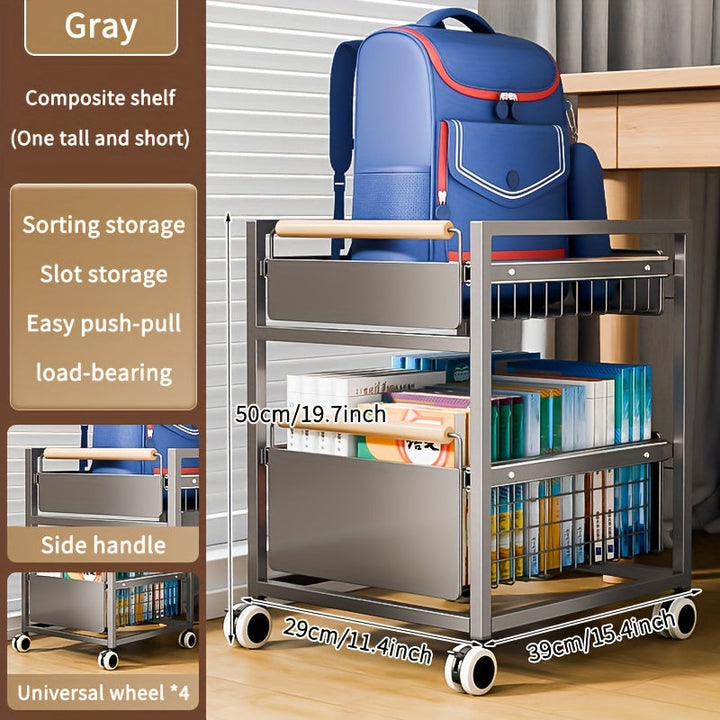 Estante de Almacenamiento para Bolsas de Libros, Carrito Móvil, Estante de Almacenamiento para Libros para Uso Doméstico, Artefacto para Bolsas de Libros Debajo del Escritorio, Polipasto, Armario de Libros