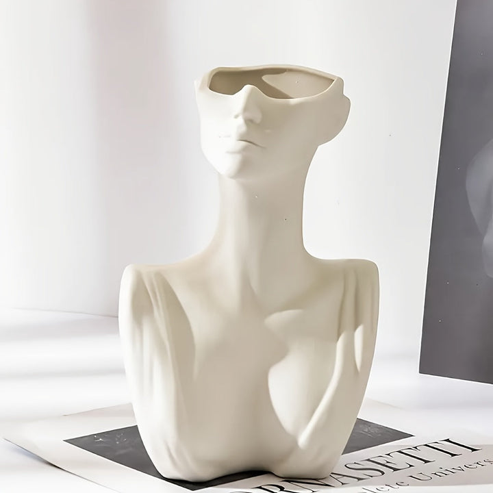 1pc Elegante Jarrón de Arte de Torso Femenino Blanco - Botella Decorativa de Resina al Estilo Nórdico para Flores Frescas o Secas, Perfecto para Sala de Estar, Dormitorio, Estudio - Regalo de Decoración para el Hogar Chic