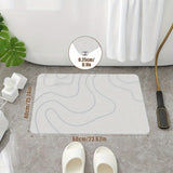 Alfombrilla de baño de diatomea caliente de primera calidad - Alfombrilla de piso antideslizante ultraabsorbente y de secado rápido para baño, ducha, bañera, cocina - Beige con diseño de onda negra, solo lavado a mano, alfombrilla de baño