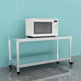 Carro de Cocina Rodante de Acero Inoxidable de 2 Niveles con Estantes de Almacenamiento y Ruedas - Organizador Portátil para Hogar, Camping y Uso Exterior, Mesa de Cocina al Aire Libre | Carrito de Cocina Moderno | Mueble de Cocina Duradero, Carrito de C