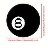 Alfombra de Área con Diseño de Bola de Billar N.º 8 Festiva - Suave, Esponjosa, Amigable con la Piel con Base Antideslizante, Perfecta para Decoración de Dormitorio, Poliéster, Lavable a Máquina