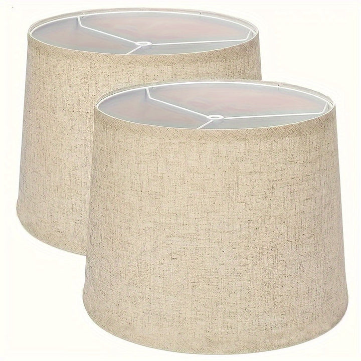 2-Unidades de Sombrillas de Lámpara de Lino Modernas Beige - Hechas a Mano, Encaje de Araña, No Necesita Electricidad ni Batería - Versátiles para Lámparas de Mesa, Lámparas de Piso y Candelabros - 30.48x20.32 cm