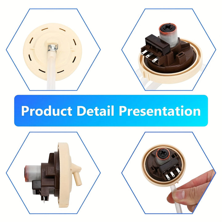 Interruptor y Sensor de Nivel de Agua para Lavadora 1x PFCKE DC96-01703C - Reemplazo Directo para PD00002248, 2705318, AP5581361, PS4217081, EAP4217081 - Compatible con WA400PJHDWR, WA40J3000AW, WA45K7600AW & Más - Fácil Instalación, No Necesita Batería,