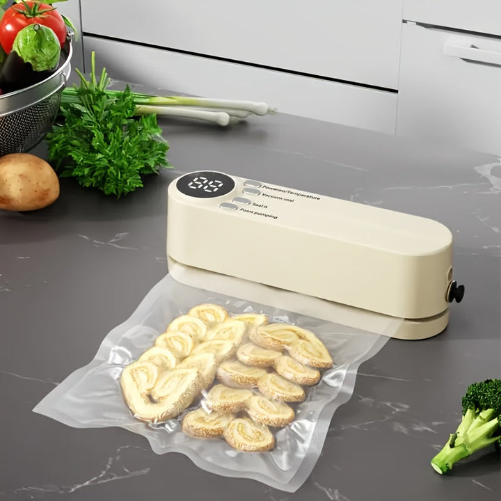 Selladora de Vacío Portátil Recargable USB - Máquina Multifuncional Automática para Sellado de Alimentos con Sistema de Sello, Función de Extracción y Inflación Externa, Adecuada para 10 Escenarios: Hogar, Escuela, Conservación Comercial de Alimentos, Pi