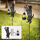 1 pieza de figura de perro solar y luz de jardín de mariposas - Iluminación decorativa exterior de hierro resistente a la herrumbre con sombra de acrílico, montaje semienterrado para patio, césped, caminos - Paneles solares de alta calidad para todas las