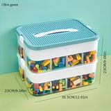 Un Caja De Almacenamiento De Múltiples Capas Para 1/2/3 Piezas De Bloques De Construcción, Equipada Con Un Asa Y Divisores Internos - Perfecta Para Organizar Juguetes Pequeños.