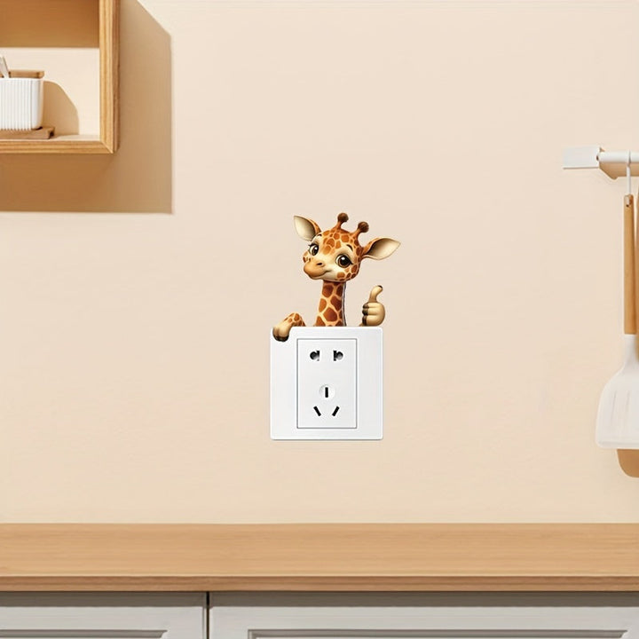 1 pieza de Pegatina para Interruptor de Pared con Dibujo de Jirafa Lindo - Adhesivo Autoadhesivo con Estampado Animal para Decoración del Hogar en Paredes, Acabado Semibrillante Cuadrado, Diseño Fácil de Pelar y Pegar para Baño y Sala de Estar
