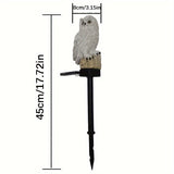 1pc Lámpara de Resina con Forma de Búho con Sensor de Luz Solar para Jardín y Decoración Exterior, Lámpara de Césped para Insertar en el Suelo