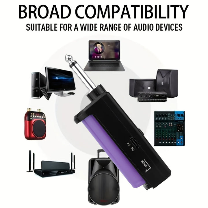 Micrófono inalámbrico Heikuding de 2.4GHz con base ajustable de 105°, montaje con clip y soporte de almacenamiento - Alimentado por USB/batería, diseño compacto para presentaciones en vivo y podcasting (negro/gris), equipo para podcasting, diseño elegant