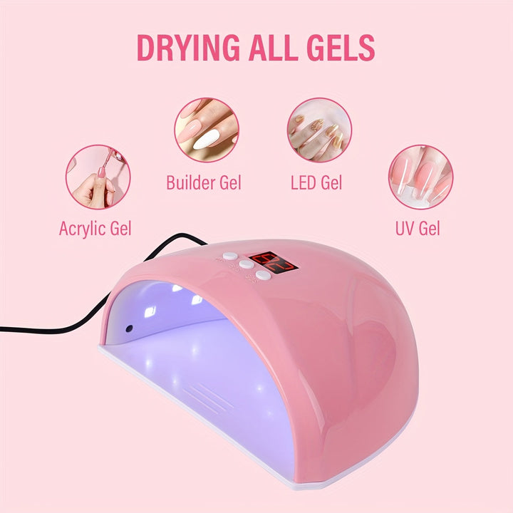 Secador de esmalte de uñas LED HOTU - Soporte de gel acrílico con 12V alimentado por USB, sensor infrarrojo, herramienta de manicura rosa para arte de uñas, calidad de salón, no requiere batería, accesorios para arte de uñas | Arte de uñas moderno | Seca