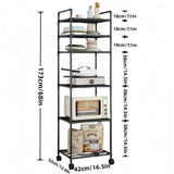 Carro de Cocina Metálico con Ruedas de 6 Niveles y Estantes Ajustables - Organizador Multifuncional para Cocina, Baño, Sala de Estar, Oficina - Fácil Montaje, Diseño Ahorrador de Espacio, Unidad de Almacenamiento Versátil | Estantería de Aspecto Industri