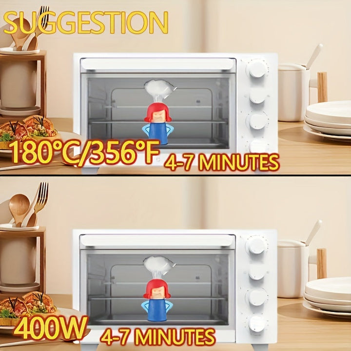 1 pieza, limpiador de vapor para microondas y horno "Mama Enojada", herramienta de limpieza de cocina multiusos, no tóxica, segura para refrigeradores y microondas, fácil de usar, material duradero de TPU, diseño vibrante azul, verde, púrpura, amarillo,