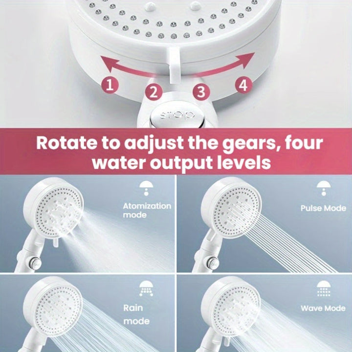 Juego de cabezal de ducha portátil TATUKIKO, montaje en pared, acabado pulido, blanco crema, con presión, con kit de instalación y modo de ahorro de agua, para baño, accesorio de cabezal de ducha|Aspecto moderno|Acabado pulido, cabezal de ducha y manguer