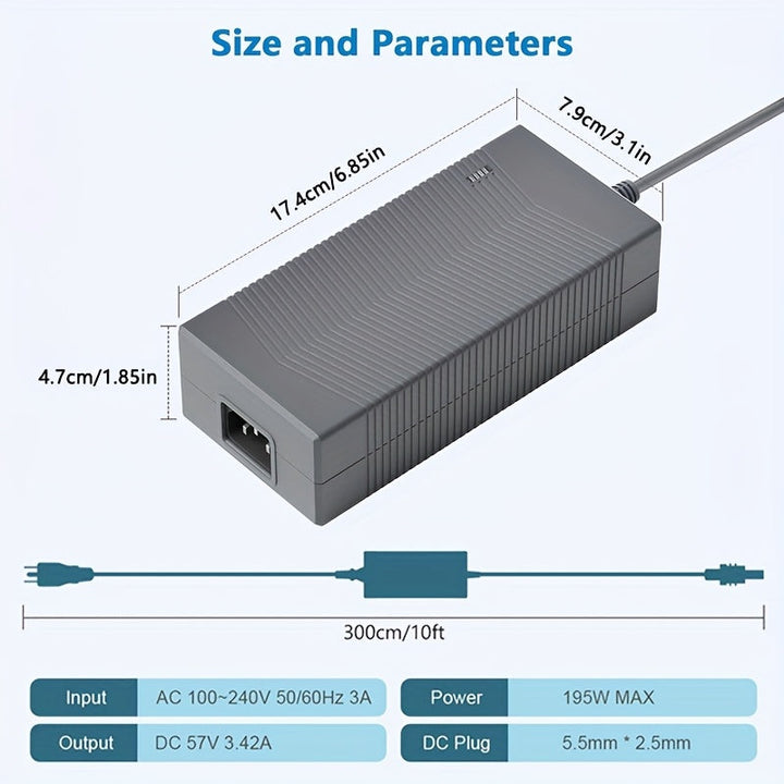 Adaptador de Energía Compatible con Starlink Gen 3, Cargador Starlink Gen 3 57V 3.42A, Adaptador AC a DC para Accesorios Starlink Gen 3, Cable de Alimentación de 3.05 Metros