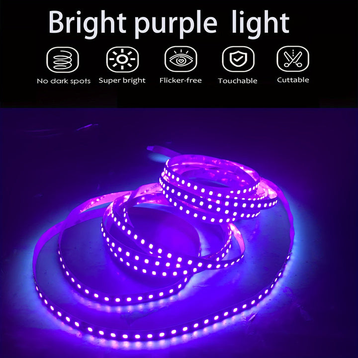 Tiras de luces LED moradas, alimentadas por USB, 5V, iluminación de decoración flexible, sin necesidad de batería, para fiestas, Halloween, Navidad, paredes fluorescentes, iluminación de armarios, opciones de 3ft/16ft/32ft