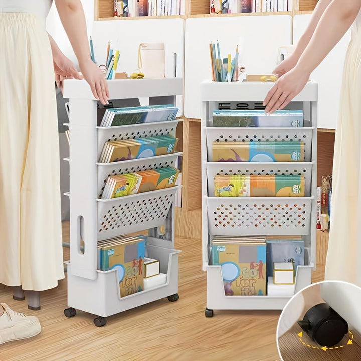 Organizador de Escritorio Versátil con Ruedas - Estantería Lateral Desmontable y Almacenamiento de Archivos, Ideal para la Oficina, la Escuela y la Organización del Hogar