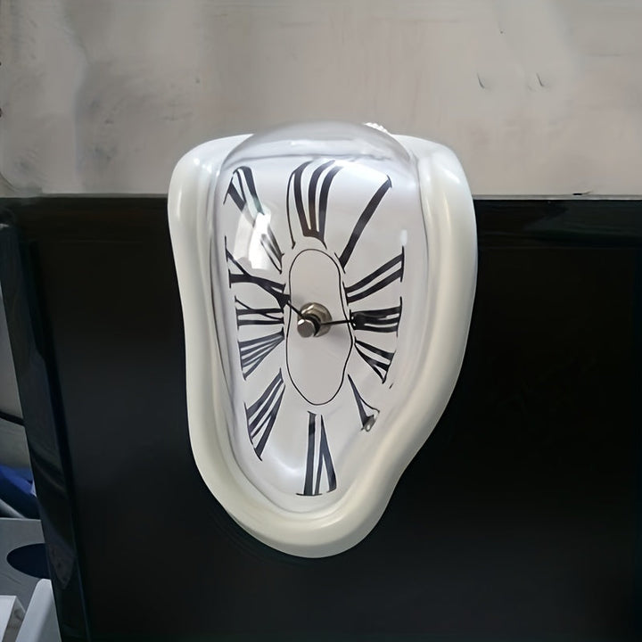 1 Unidad De Relojes De Pared Con Números Romanos Torcidos Surrealistas, Reloj De Estilo Surrealista, Accesorio Para El Hogar, Decoración De Reloj De Pared Distorsionada De Fusión, Decoración Del Hogar