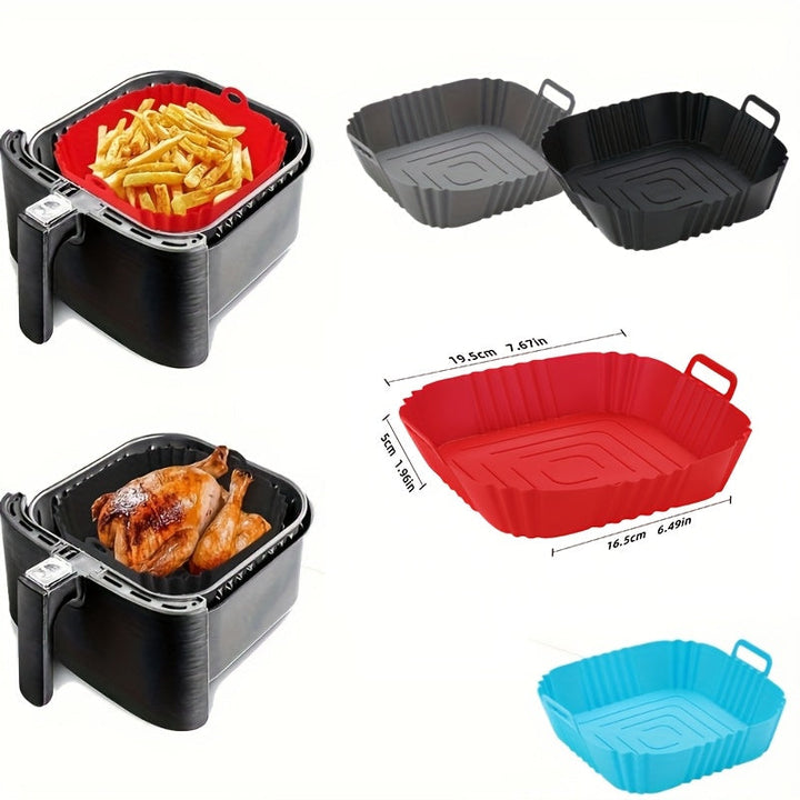 Revestimiento de silicona para freidora de aire - Bandeja de pizza y pollo frito reutilizable, accesorio de cocina de alta temperatura