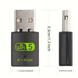 Adaptador WiFi USB Dual-Band de 600Mbps, Receptor sin varillas Externo para PC/Portátil/Escritorio en 2.4/5Ghz