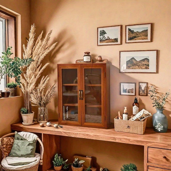 Armario de Almacenamiento Retro de Madera con 22 Escenas y Tapa Abatible – Organizador Multifuncional para Cosméticos, Accesorios y Suministros de Oficina, Ideal para Dormitorio, Baño y Espacio de Trabajo, Incluye Película Protectora Transparente