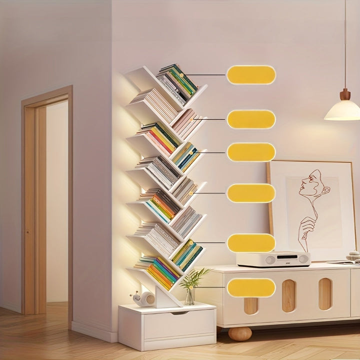 Estantería de Árbol Independiente de Gran Capacidad - Organizador de Oficina y Hogar Fácil de Montar, Estante de Pie