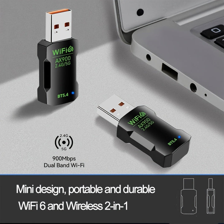 Adaptador WiFi USB - Tarjeta de Red Inalámbrica Dual-Band 2.4GHz/5.8GHz, Velocidad de 900Mbps, 802.11ac WiFi 5, Compatible con Windows 7/8/10/11, Alimentado por USB, para PC, Portátil, Computadora de Escritorio y Tableta - Internet Rápido, Adaptador Wifi