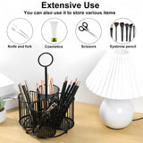 Porta Utensilios de Cocina, Organizador de Cubiertos Grande, Estante Metálico para Utensilios con 4 Secciones, Ideal para Mesa de Cocina