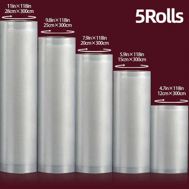 Bolsas de Almacenamiento de Alimentos Selladas al Vacío [Paquete de 5] - Diseño Texturizado en 5 Tamaños | Bolsas Congeladoras Extra Gruesas y Reutilizables para Carne, Verduras y Organización de Viajes | Sistema de Conservación Sin Aire | Esenciales par