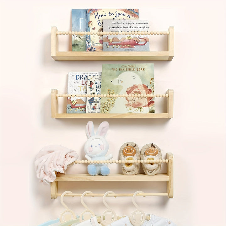 Estantes flotantes para pared, 3 repisas de madera natural, decoración para habitación, cuarto, cocina o guardería, soporte de almacenamiento montado en la pared