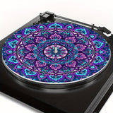 1pc RSHUBINO Alfombrilla Bohemia Mandala para Tocadiscos - 12 Pulgadas, 3mm de Grosor Antideslizante y Anti-Estática, Diseño Floral Azul Vibrante sobre , Mejora la Calidad del Sonido, Regalo Perfecto para Amantes de la Música y Aficionados a los DJ, Acce