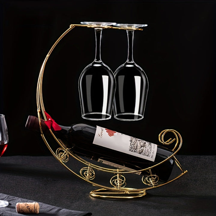 Soporte Elegante para Copas de Vino de Metal - Diseño al Revés para Decoración del Hogar, Perfecto para Almacenamiento en Cocina y Bar
