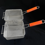 Cesta de freír de acero inoxidable con asa - Accesorio de filtración de aceite de metal para freidor de aire/freidor profundo, fácil limpieza, herramienta de cocina duradera