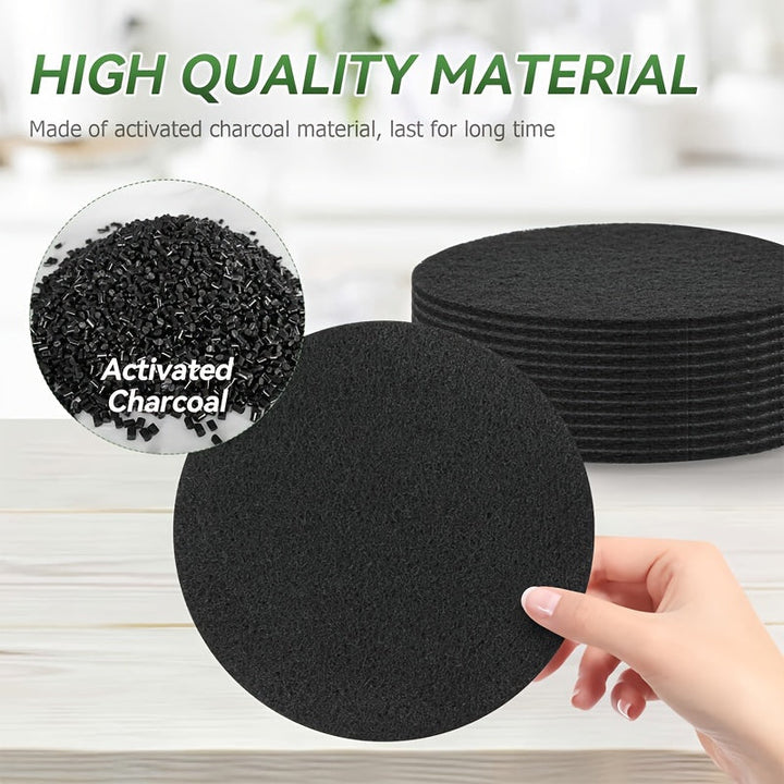 Filtros de carbón activado para cubo de compost 17.02 cm - Paquete de 4, Almohadillas de filtro de repuesto absorbentes de olores, Diseño redondo para cortar a medida, Material de polipropileno para cubo de cocina