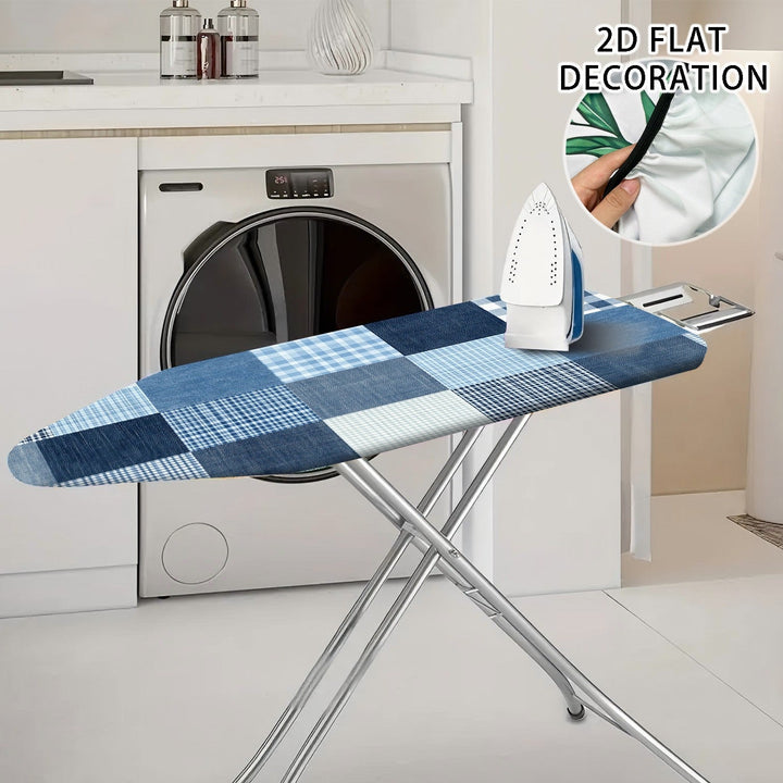 1 pieza, funda de tabla plana de planchado 2D fácil de instalar - Planchado sin arrugas, diseño de cuadros azules y blancos, tejido duradero, perfecto para uso en casa o salón.