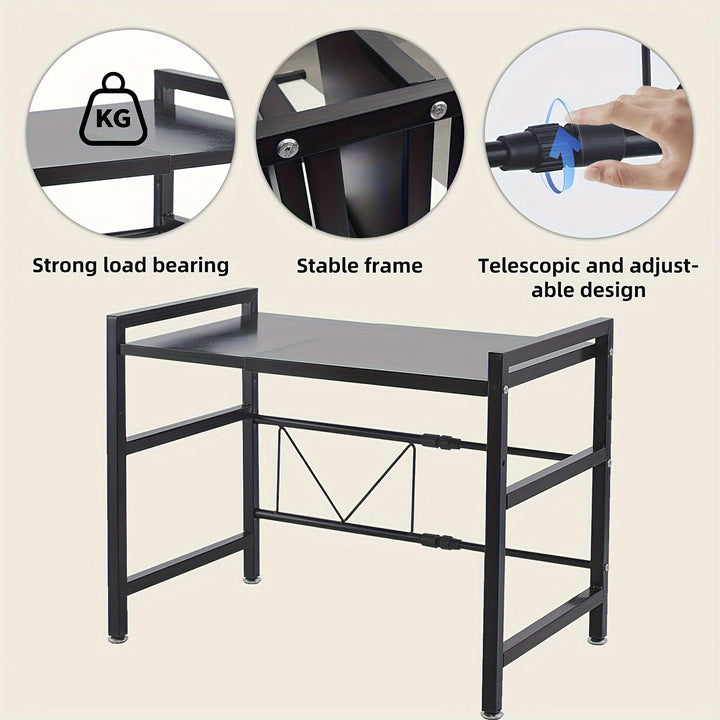 Estantería Metálica Extensible para Microondas, Estante Ajustable en Altura para Microondas/Tostadora, Soporte de Cocina para Utensilios