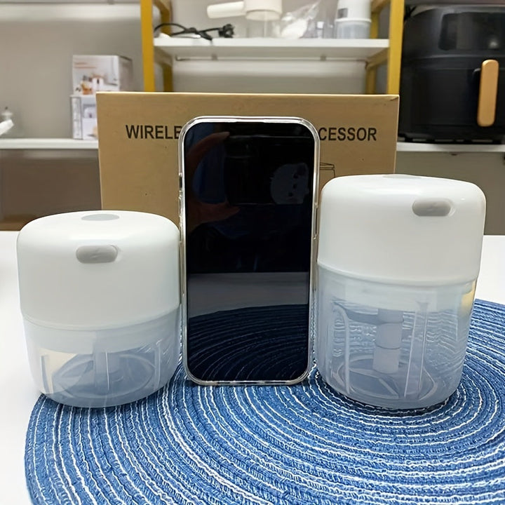 1pc Picadora Eléctrica Inalámbrica con USB, Taza de 250ml, Cuchillas de Acero Inoxidable Resistentes, Licuadora Portátil para Hogar, Viajes y Camping - Ideal para Triturar Carne, Verduras, Salsas - Diseño Compacto con Batería de Litio - Regalo Perfecto p