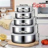 Juego de 10 Recipientes para Alimentos de Acero Inoxidable con Tapas Antifugas, Organizador Redondo Apilable - Ideal para Preparación de Comidas, Sobras y Despensa - Apto para Lavavajillas, Diseño Multitamaño y Estilo Minimalista