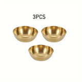 3/5/15 piezas de plato de salsa dorada de lujo, mini tazón de salsa individual de acero inoxidable premium y palillos, plato de condimentos redondo adecuado para sushi/tortilla mexicana/papas fritas, plato de aperitivo, accesorios para bandejas de delica