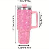 Taza de viaje térmica de 40 oz con asa de acero inoxidable 304, taza aislada con paja, lavable a mano, portador de bebidas reutilizable para bebidas calientes y frías, tema festivo