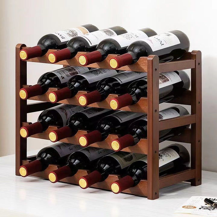 Soporte de vino de 8 a 12 botellas - Estante de madera de varios niveles para vino tinto, ideal para cocina, bar y almacenamiento de bodega, almacenamiento de vino de bar|Soporte de vino moderno|Soporte de vino de madera
