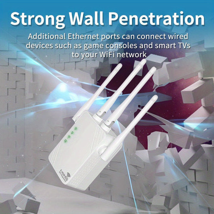 OURLIFE 1200m Repetidor inalámbrico de alta velocidad 2.4G+5G con doble banda, amplia cobertura, penetración de paredes y señal fuerte, adecuado para edificios de varios pisos, villas y oficinas.
